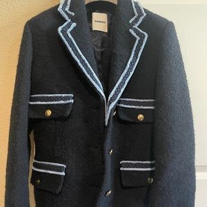 Sandro Tweed Jacket with Contrasting Trim